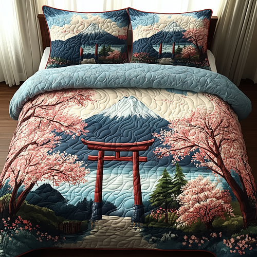 Japanese Torii Gate 3-Piece Quilted Bedding Set NCU0DV5455