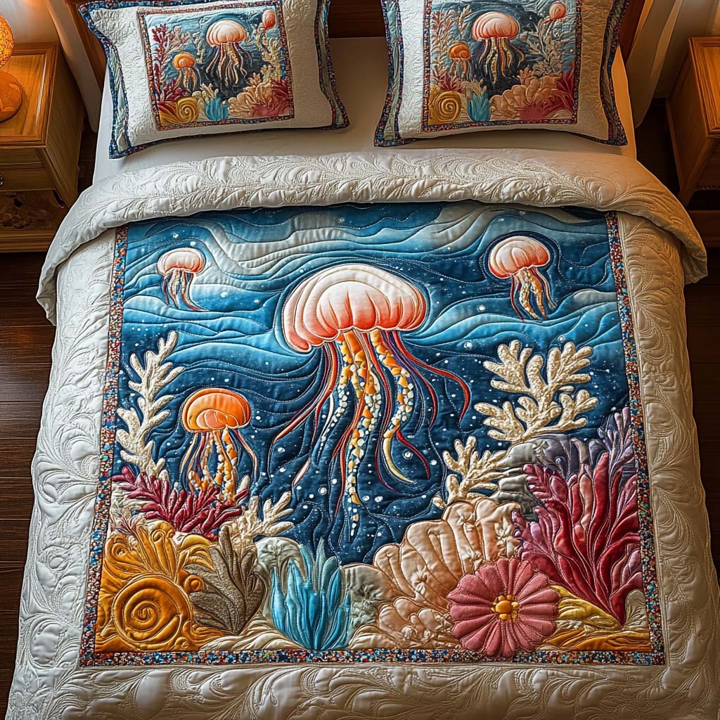 Jellyfish Dance 3-Piece Quilted Bedding Set NCU0NT2202