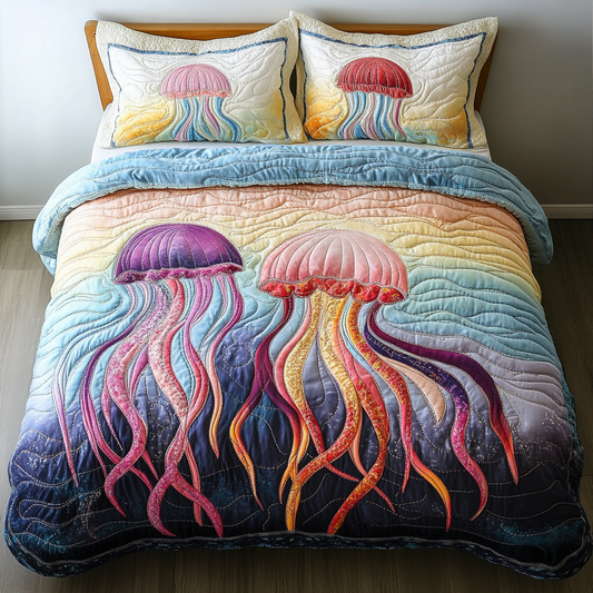 Jellyfish Dreams 3-Piece Quilted Bedding Set NCU0DK6285