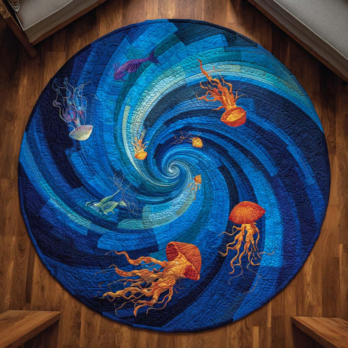 Jellyfish Drift Quilted Round Mat NCU0NT9916