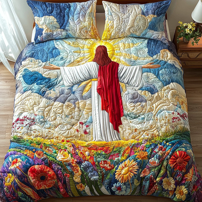 Jesus Blessing All 3-Piece Quilted Bedding Set NCU0DV6233