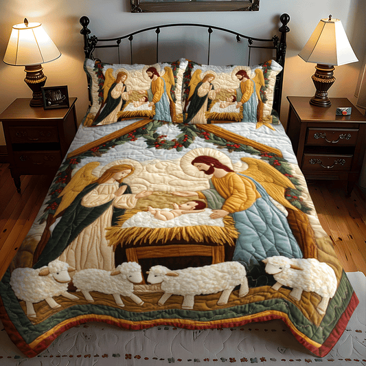 Jesus Christmas 3-Piece Quilted Bedding Set NCU0PD761