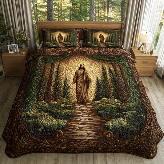 Jesus Guiding 3-Piece Quilted Bedding Set NCU0DV6232