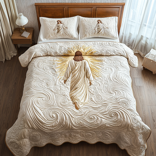 Jesus Holding Light 3-Piece Quilted Bedding Set NCU0DV6228
