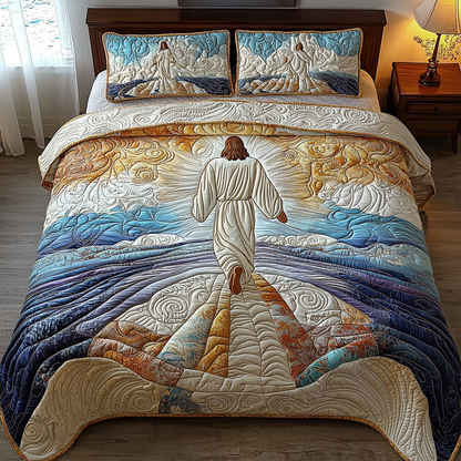 Jesus On the Path 3-Piece Quilted Bedding Set NCU0DV6235