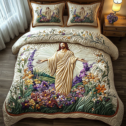 Jesus Radiates Peace 3-Piece Quilted Bedding Set NCU0DV6237