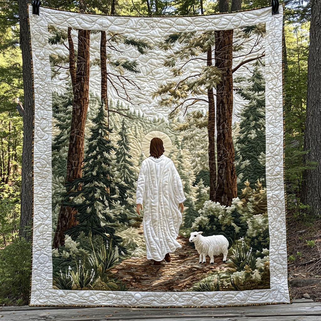 Jesus Tending Flock Quilted Blanket NCU0DV6371