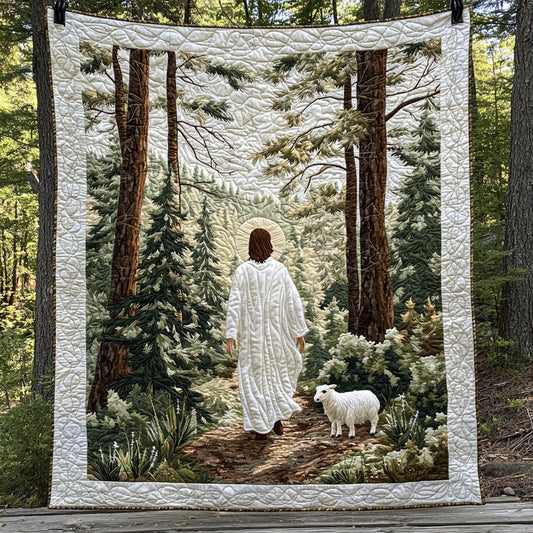 Jesus Tending Flock Quilted Blanket NCU0DV6371