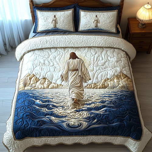 Jesus Walking on Water 3-Piece Quilted Bedding Set NCU0DV6230