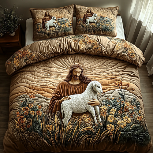 Jesus the Shepherd 3-Piece Quilted Bedding Set NCU0DV6227