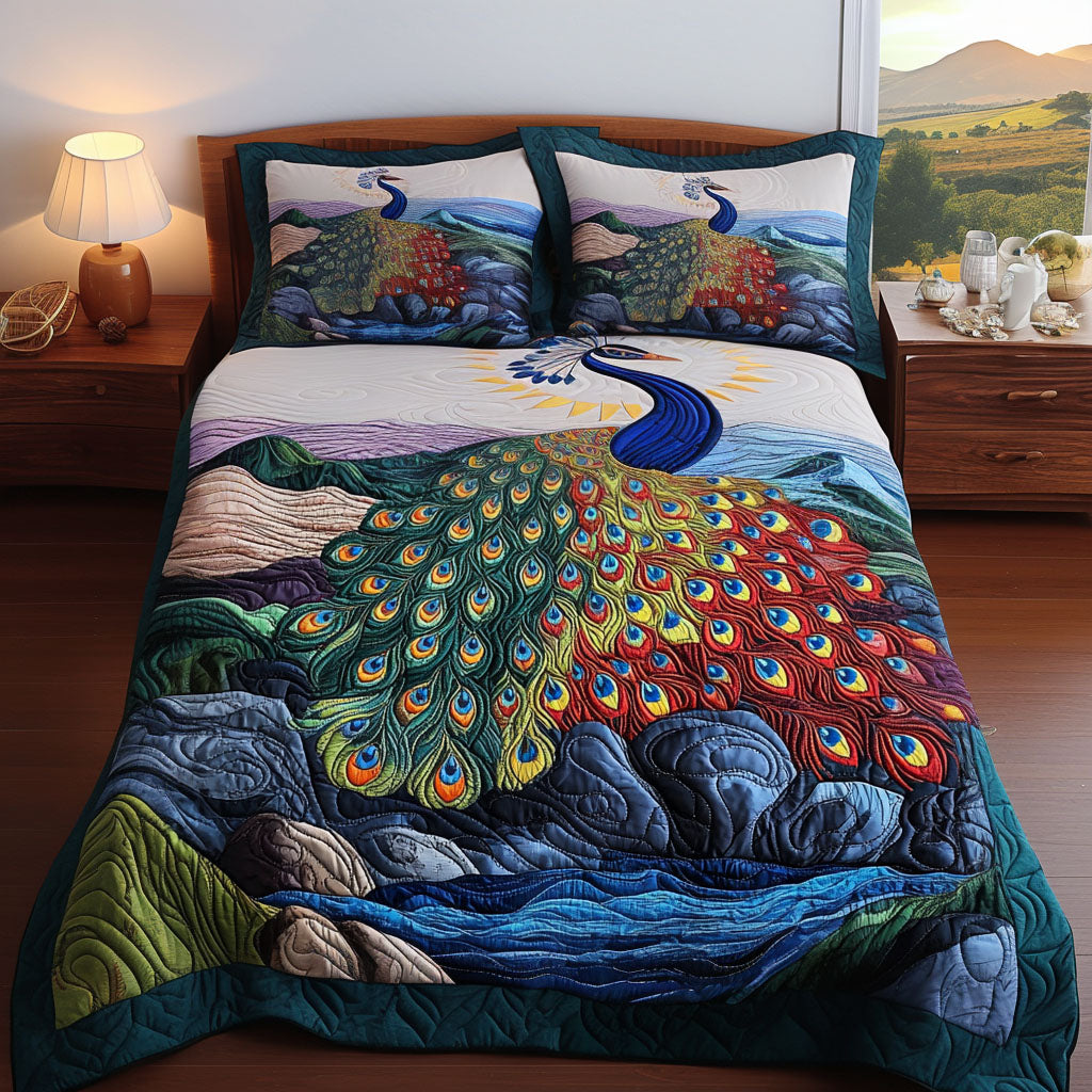 Jewel-Toned Garden 3-Piece Quilted Bedding Set NCU0PT5939