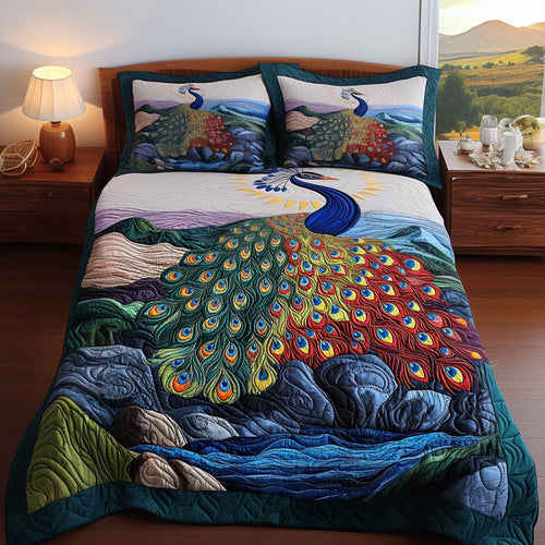 Jewel-Toned Garden 3-Piece Quilted Bedding Set NCU0PT5939