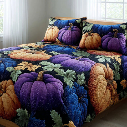 Jewel Pumpkins 3-Piece Quilted Bedding Set NCU0VL3725
