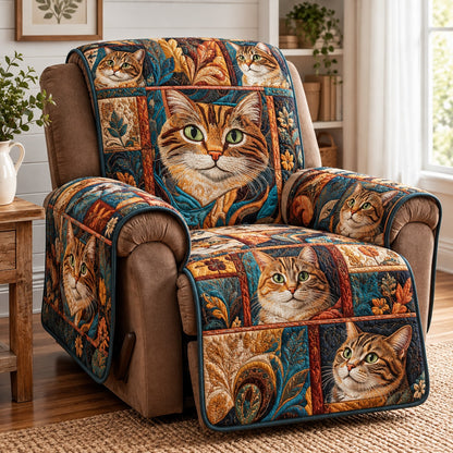 Jewel Tone Cats Quilted Sofa Cover NCU0PT12298