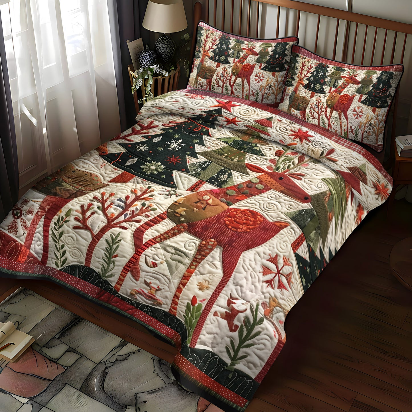 Jingle Bell Joy 3-Piece Quilted Bedding Set NCU0DV1628