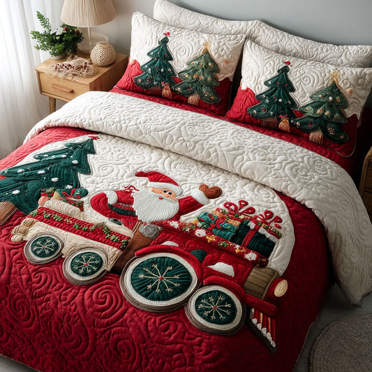 Jingle Bell Train 3-Piece Quilted Bedding Set NCU0PT9123