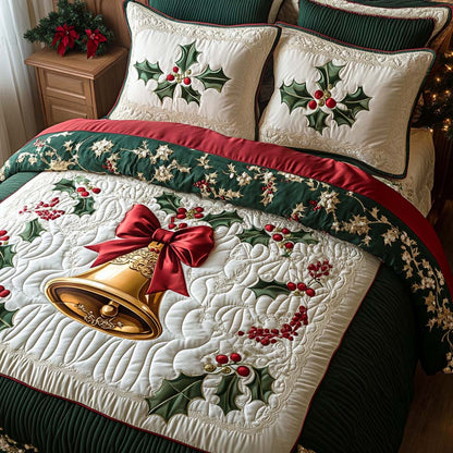 Jingle Bells Elegance 3-Piece Quilted Bedding Set NCU0XD202