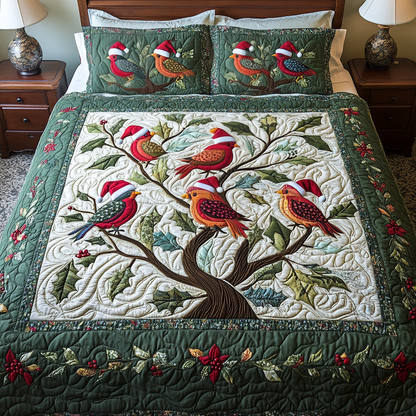 Jingle Birds 3-Piece Quilted Bedding Set NCU0VH1127