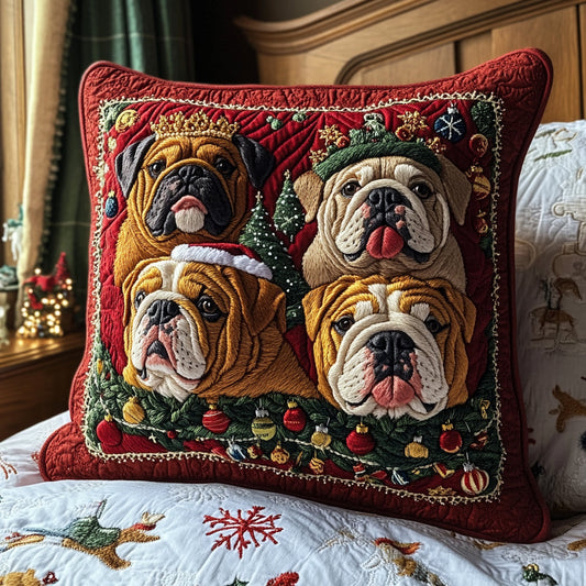Jingle Bulldog Joy Quilted Pillow Case NCU0DV7974