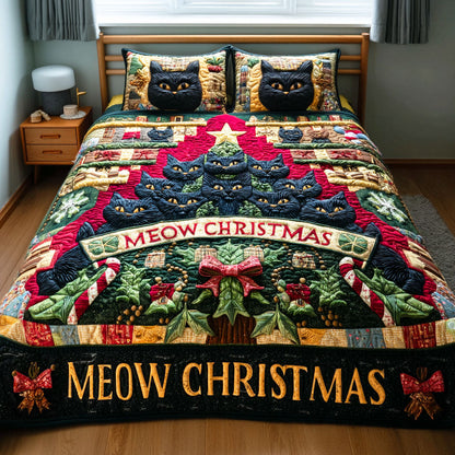 Jingle Cat Spirit 3-Piece Quilted Bedding Set NCU0TD926