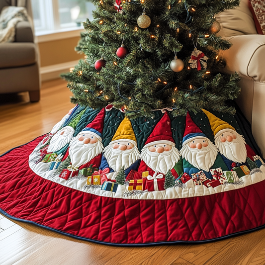 Jingle Gnomes Quilted Christmas Tree Skirt NCU0VH442