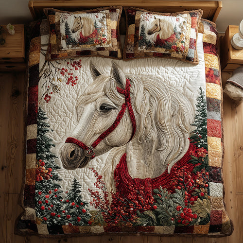 Jingle Mane Horse 3-Piece Quilted Bedding Set NCU0TH3715