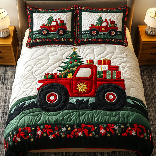 Jingle Truck Ride 3-Piece Quilted Bedding Set NCU0TL2256