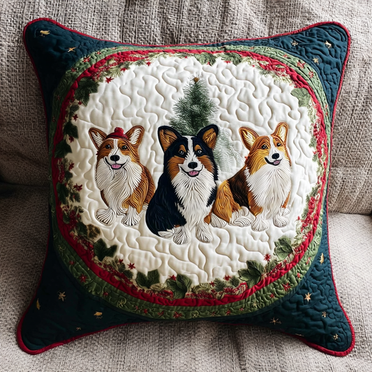 Jolly Corgi Tails Quilted Pillow Case NCU0HH787