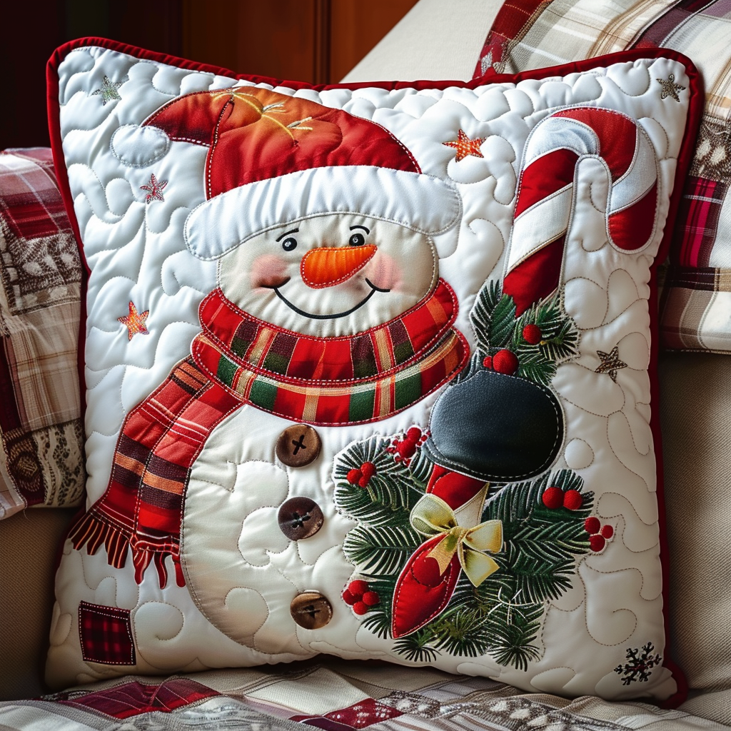 Jolly Snowman Quilted Pillow Case NCU0NT104