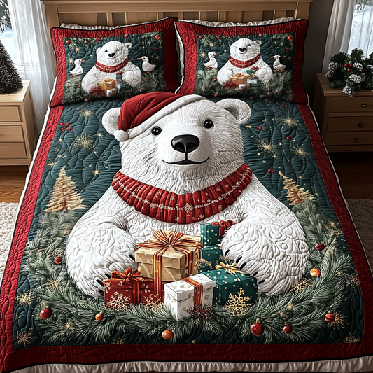 Jolly Bear Dreams 3-Piece Quilted Bedding Set NCU0DV1988