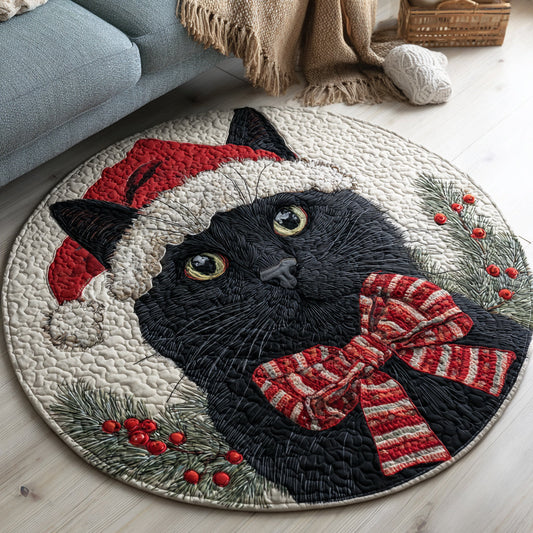Jolly Black Cat Quilted Round Mat NCU0HH636