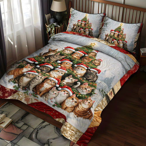 Jolly Catmas 3-Piece Quilted Bedding Set NCU0TL1749