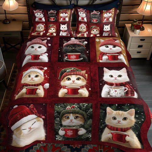 Jolly Cats 3-Piece Quilted Bedding Set NCU0TL1189