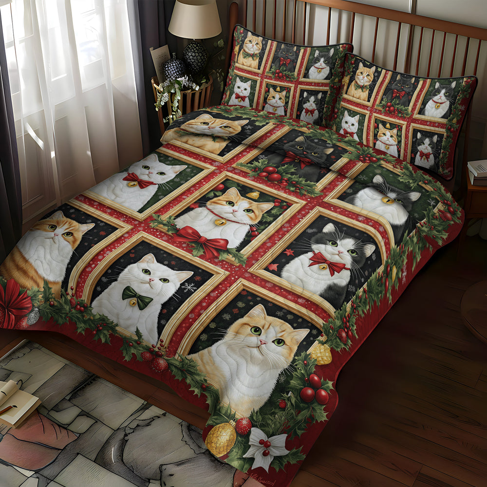 Jolly Cats 3-Piece Quilted Bedding Set NCU0TL1759