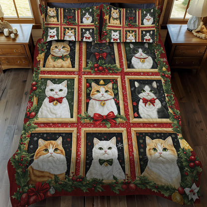 Jolly Cats 3-Piece Quilted Bedding Set NCU0TL1759