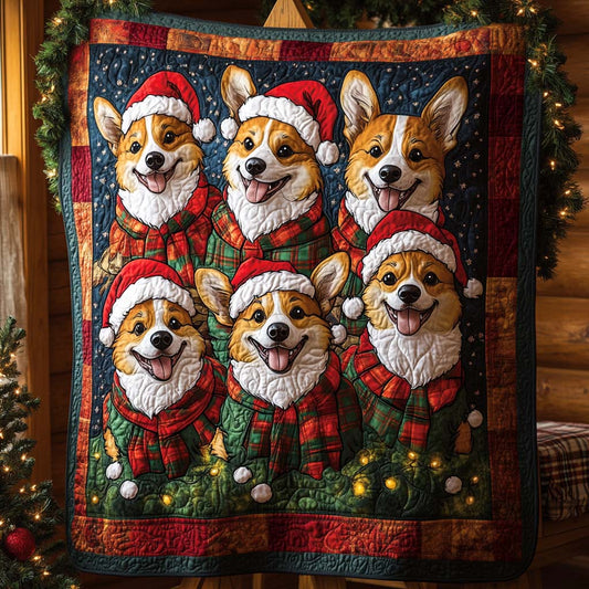 Jolly Corgi Lights Quilted Blanket NCU0XD636