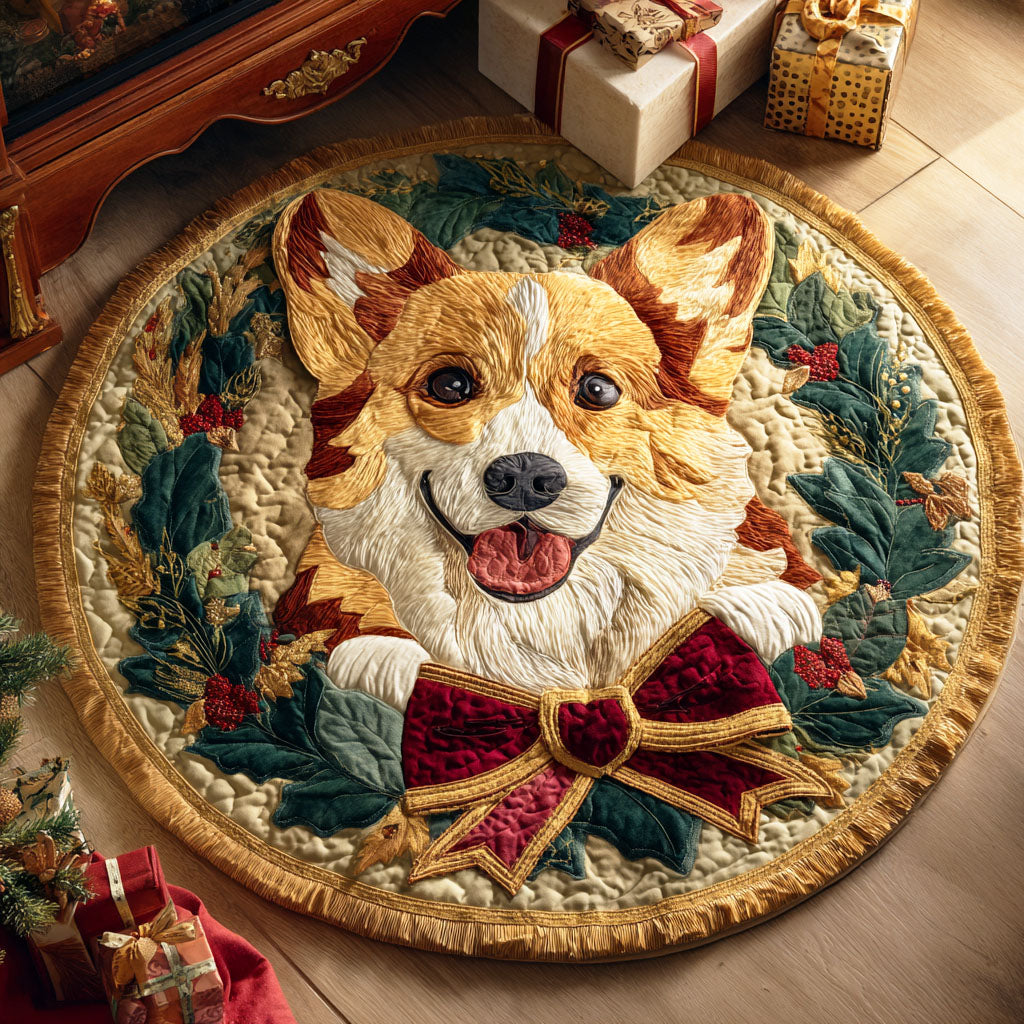 Jolly Corgi Quilted Round Mat NCU0TD842 – Vantique
