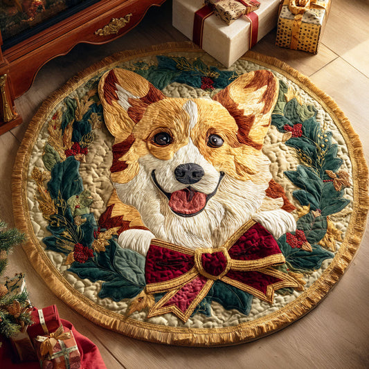 Jolly Corgi Quilted Round Mat NCU0TD842