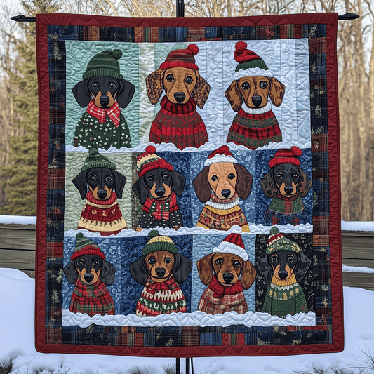 Jolly Doxie Paws Art Quilt Hanging NCU0TH1591