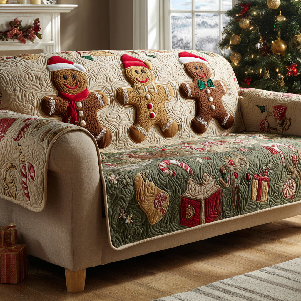 Jolly Gingerbread Man Quilted Sofa Cover NCU0HH1130