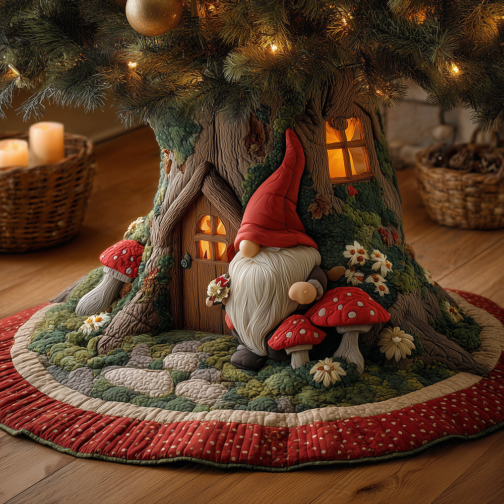 Jolly Gnome Retreat Christmas Quilted Tree Skirt NCU0TH3841