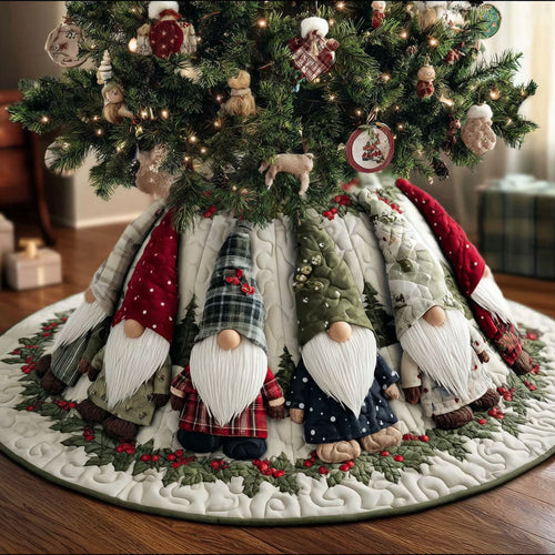 Jolly Gnome Trail Christmas Quilted Tree Skirt NCU0PT10630