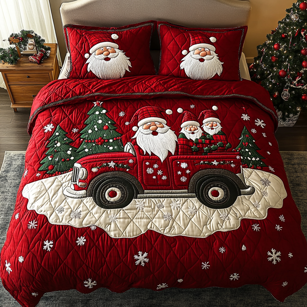 Jolly Gnome Village 3-Piece Quilted Bedding Set NCU0DK2576