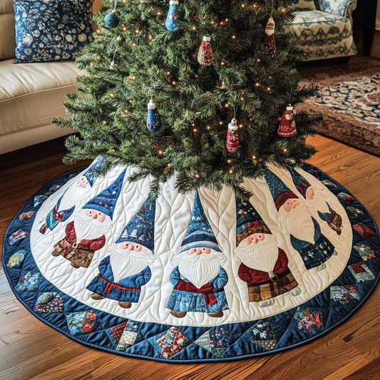 Jolly Gnome Wonderland Christmas Quilted Tree Skirt NCU0DV1511