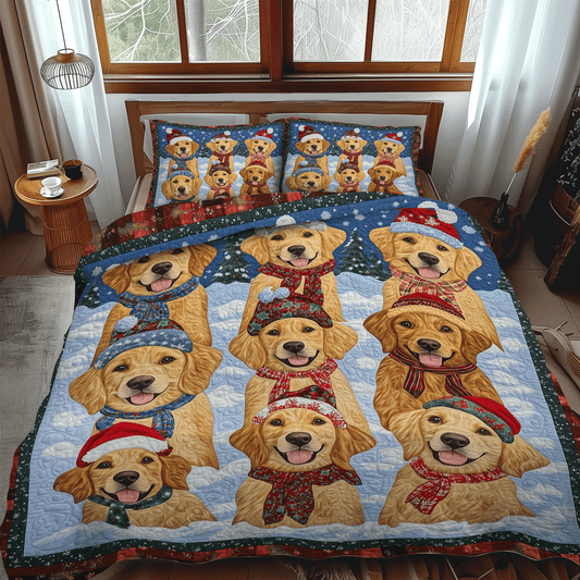Jolly Golden Paws 3-Piece Quilted Bedding Set NCU0TH1627