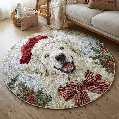 Jolly Great Pyrenees Quilted Round Mat NCU0HH318