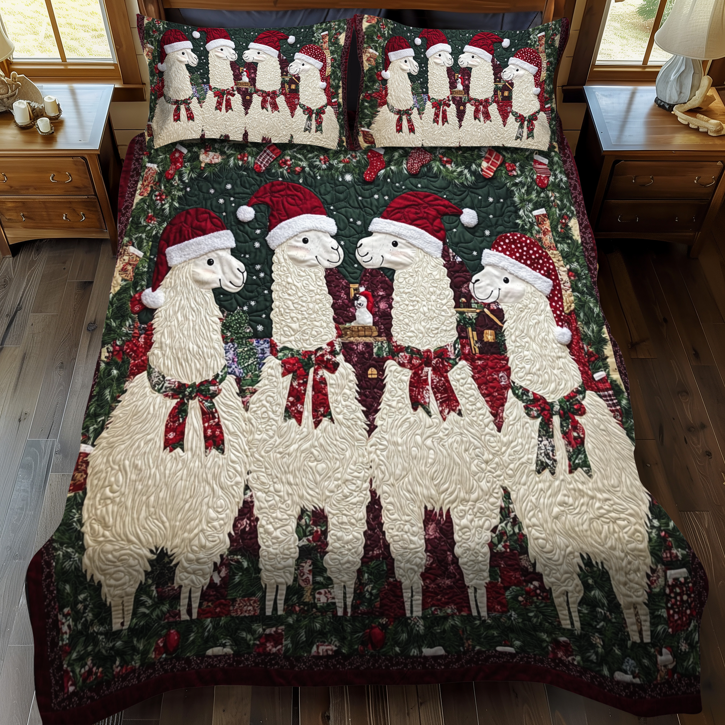 Jolly Llamas 3-Piece Quilted Bedding Set NCU0VH999