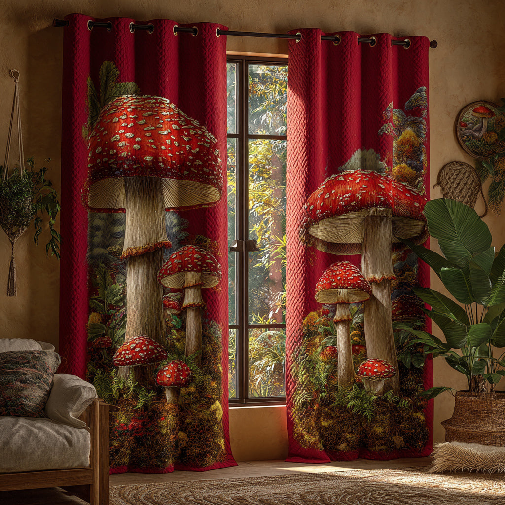 Jolly Mushroom Grove Quilted Curtains NCU0HH1492
