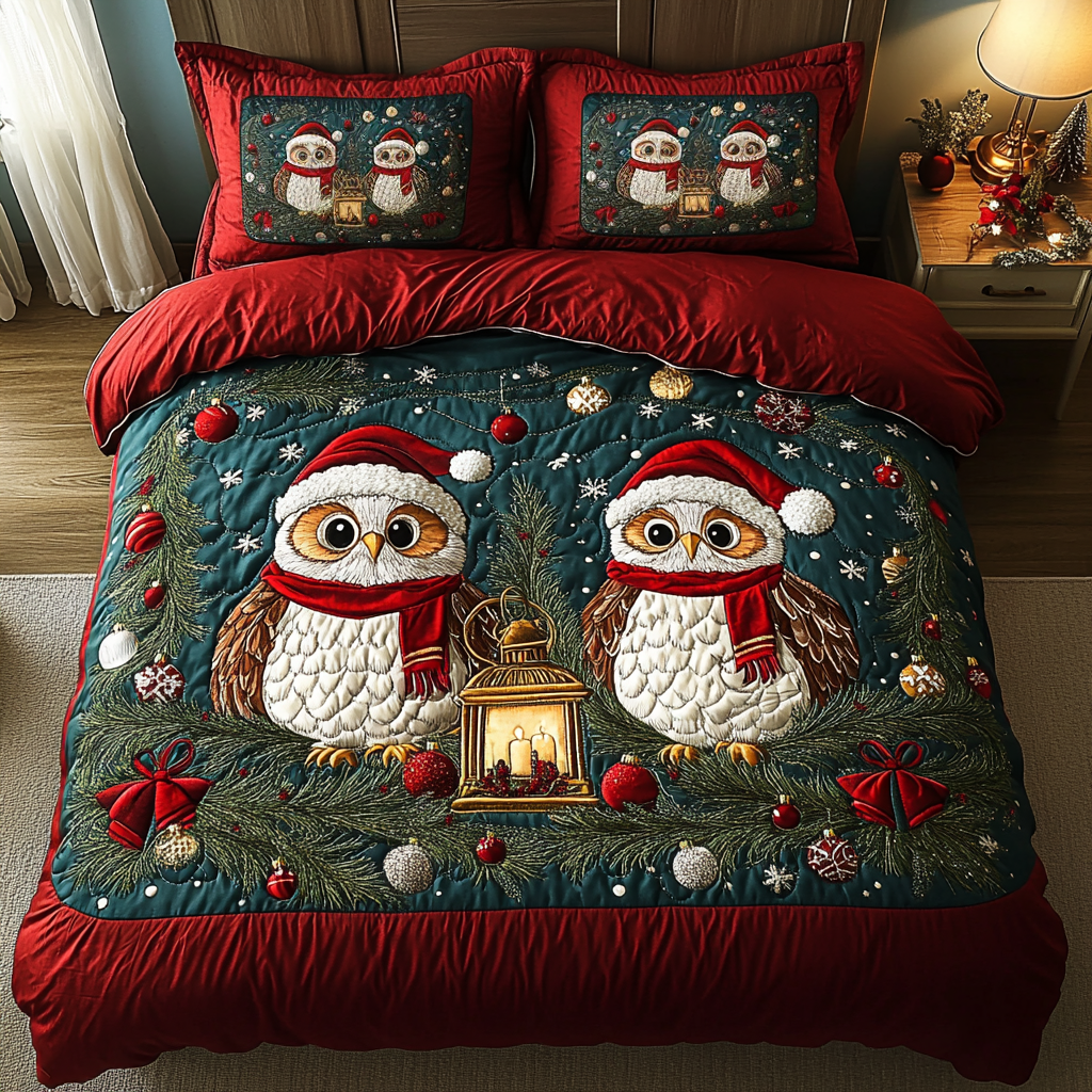 Jolly Owl Haven 3-Piece Quilted Bedding Set NCU0DK2831