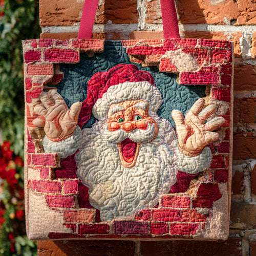 Jolly Peek Santa Quilted Tote Bag NCU0TD765